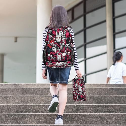 Ensemble sac à dos étudiant durable avec sac à déjeuner lapin rose - 6
