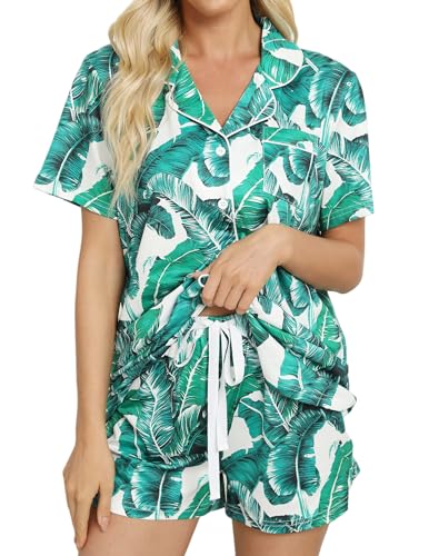 Image of ZMJ Pajamas for Women Set 2 Piece Pj Short Sets Bride Sleepwear Button Up