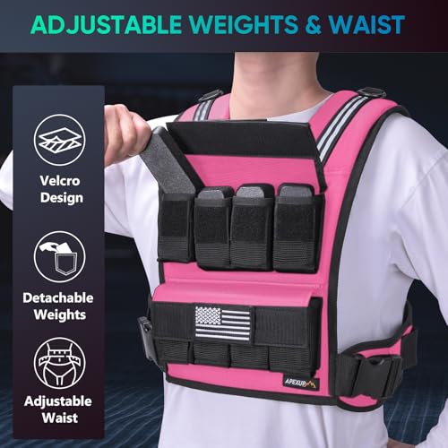 Image of APEXUP Adjustable Weighted Vest Men 20lbs /30lbs /40lbs Weights with Reflective Stripe, Weight Vest Woman Workout Vest for Strength Training Running Walking