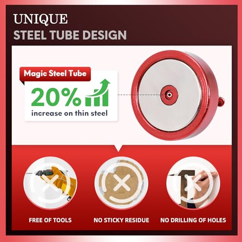 Image of Neosmuk Magnetic Hooks Steel Tube Design for Cruise,100lb+ Red,10 Pack | Cruise Ship Essentials,Heavy Duty Magnett Hooks for Cabins, Refrigerator, Grill, Hanging, and Travel Extra Strong Must-Haves