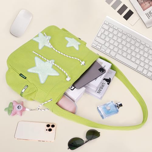 Image of Cute Tote Bag for Women, Aesthetic Canvas Crossbody Bag Y2k Star Hobo Shoulder Purse Kawaii Zipper Messenger Bag | Cute