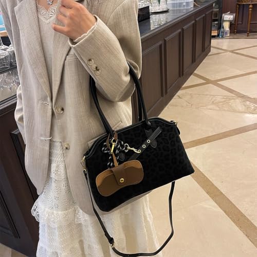 Leopard Shoulder Bag for Women Cheetah Print Tote Bag with Glasses Purse Leopard Crossbody Bags Fall Purse Handbag3