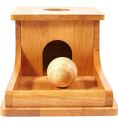 Image of Montessori Object Permanence Box - Wooden Ball Drop Toy for Babies - Develops Spatial Awareness & Cognitive Skills - Engaging and Educational Roll and Play Toy up to 1 Year Old Infant