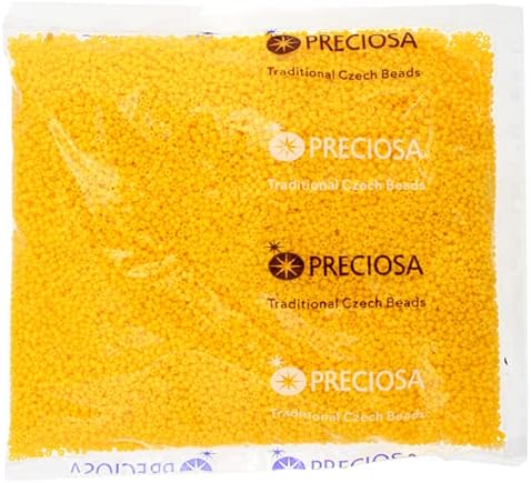 Czech Glass Seed Beads 11/0 (2.1mm Diameter) Opaque Golden Yellow DIY Jewelry Making Beads - 250g Bulk Bag by Preciosa (Jablonex) | Czech Glass Beads, Yellow Seed Beads - Image 3