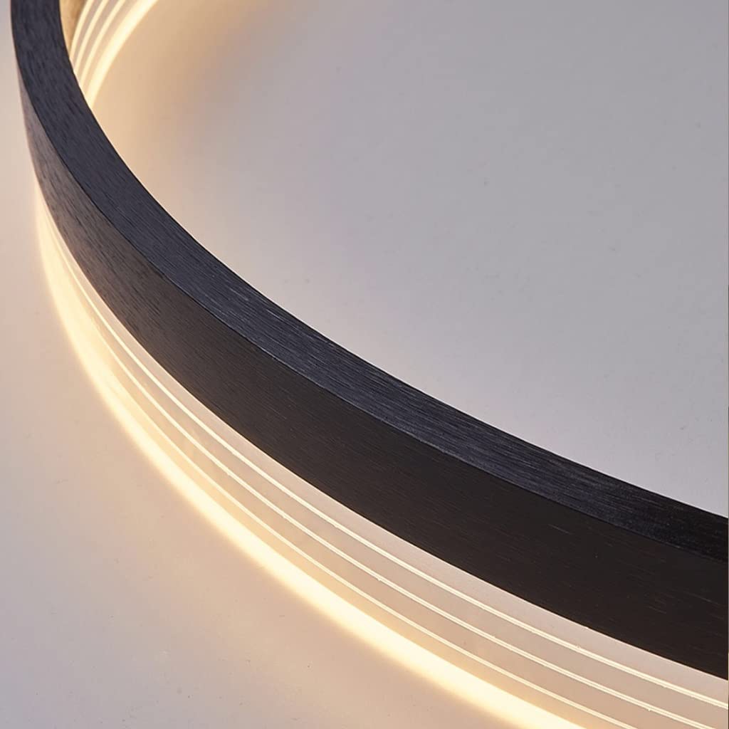 LED Plafoniera Grande Creatività Nero Moderno Anelli Dimmerabili Lampada A Soffitto Metallo Acrilico Lampadario Rotondo Soggiorno Cucina Camera Da Letto Luci Ufficio Stanza Bambini (Color : 30+40+50c