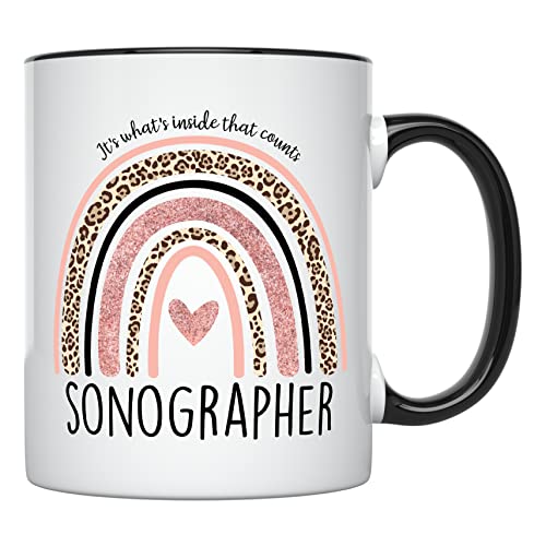 YouNique Designs Sonographer Mug, 11 Ounces, Sonography Gifts Coffee Mug, Ultrasound Tech Cup, Cardiac Sonographer Cup (Black Handle)