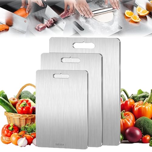 Titanpro Cutting Board, Titan Pro Cutting Board, Titanpro Pure Cut Titanium Cutting Board For Kitchen Set, Medical Grade Titanium Cutting Board, Platinum Cutting Boards For Kitchen (L)