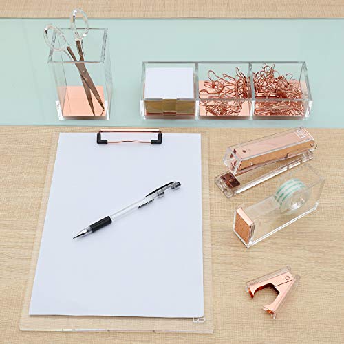 Draymond Story Rose Gold Acrylic Stationery Bundle 1)Stapler 1)Tape Dispenser 1)Staple Remover (Thank You Gifts Doctor) - Thumbnail 2