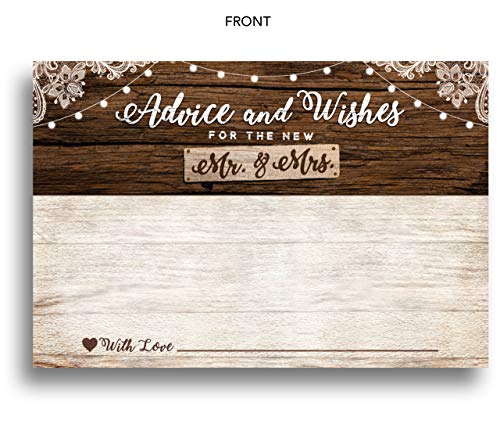 50 Rustic Wedding Advice Cards & Well Wishes for the Bride and Groom - Bridal Shower Games, Wedding Decorations, Rustic Wedding Decorations, Bridal Shower Decorations