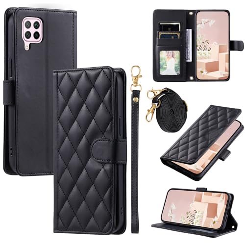 Compatibile con Huawei Nova 7i Custodia,Flip Custodia in Pelle Compatibile con Huawei P40 Lite 4G JNY-L21A/L21B JNY-L01A JNY-L22A/L22B JNY-L02A JNY-LX1 / Nova 6 SE Custodia Cover Black