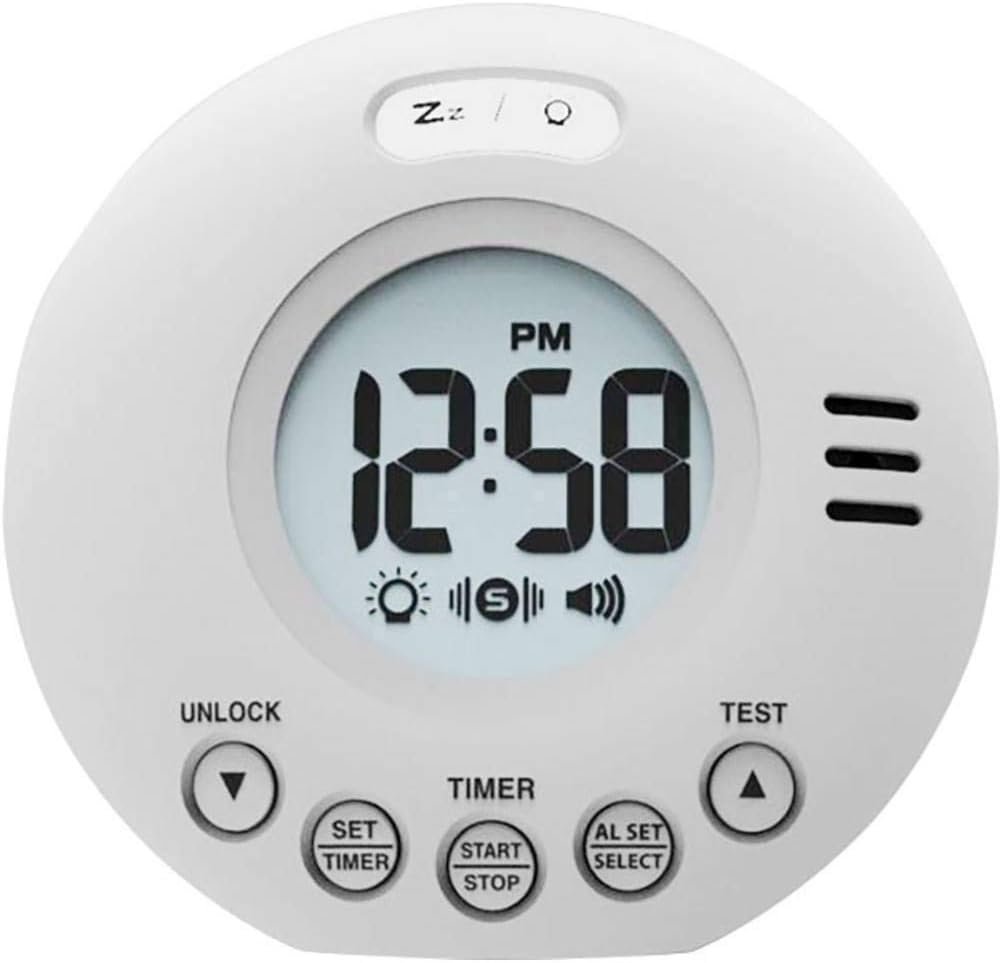 Geemarc Vibrating Travel Alarm Clock with 75dB Loud Alarm, Flashing Light and Snooze Function - The WAKE 'N' SHAKE Voyager for the Hard to Wake, Hard of Hearing and Deaf - Battery Operated (White)