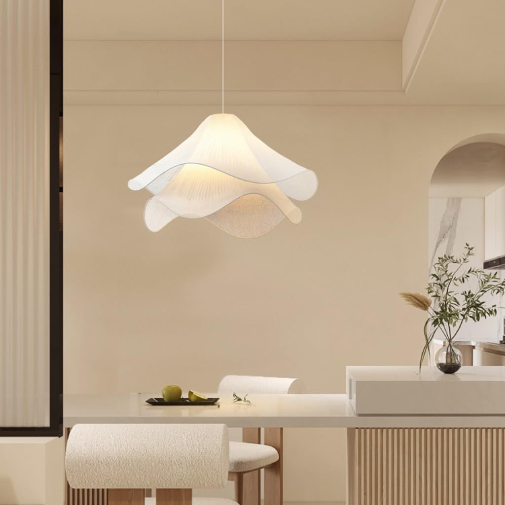Lampa wisząca podstawa E27 żyrandol stoffener Blumen biały abażur stół jadalnia lampa wisząca regulowana wysokość wisiorek światło salon restauracja sypialnia kuchnia oświetlenie sufitowe (60 cm)