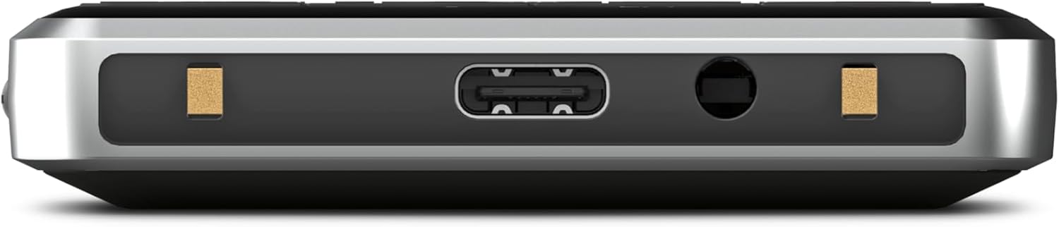 Front view of Emporia Prime-LTE phone showing a camera preview on the display.