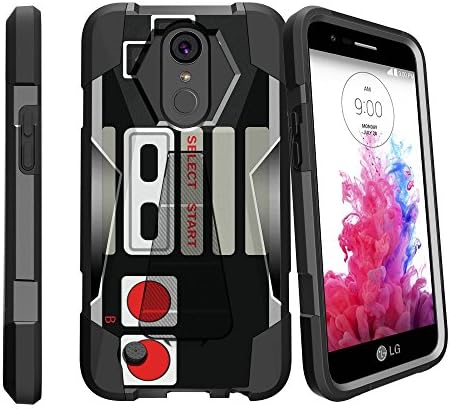 MINITURTLE Compatible with LG K20 V Black Case| LG K10 (2017)| LG K20 Plus Hybrid Case| LG Grace Case [Shock Fusion] Dual Layer Stand Case w/Designs Retro Controller