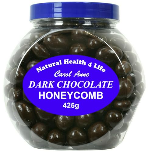 Natural Health 4 Life Carol Anne Confectionery Dark Chocolate Honeycomb 425 g in Recyclable Gift Jar (1 Jar)