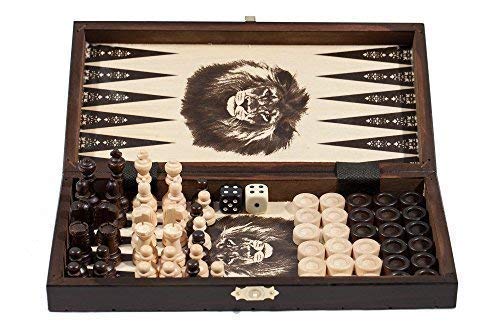 7.6cm 1 - Jeu D'échecs En Bois Backgammon Jeu de dames SET - PETIT
