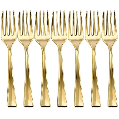 DecorLine Stunning Gold Small Mini Fork Set, 24 Count (Pack of 1) - Premium Quality & Elegant Design - Ideal for Any Occasion