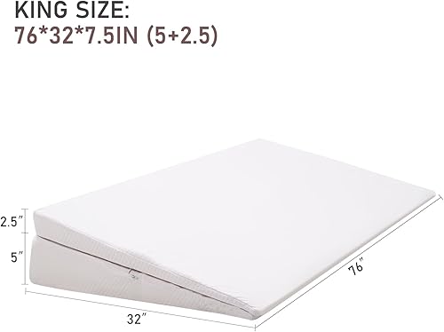 Miniatura 4 de SUNYRISY Almohada de cuña ajustable de tamaño ancho, cubrecolchón de cuña con funda lavable, elevador de cuña de colchón, elevador de colchón