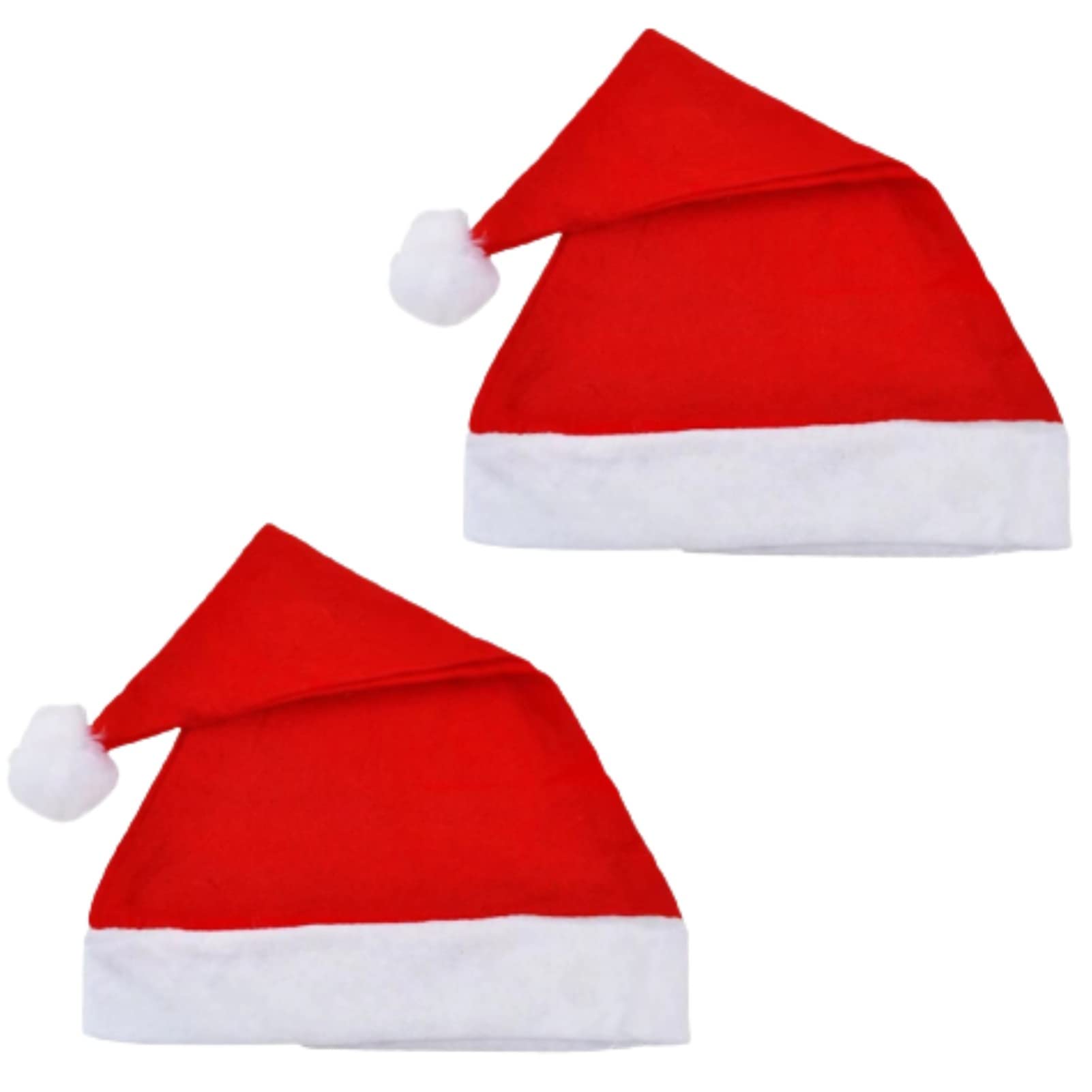 Photo 1 of 2-KUPORU Christmas Hats Santa Hats Adults Red Unisex Classic Style Xmas Holiday Hats for Adults 2 PCS Christmas Decorations B-red