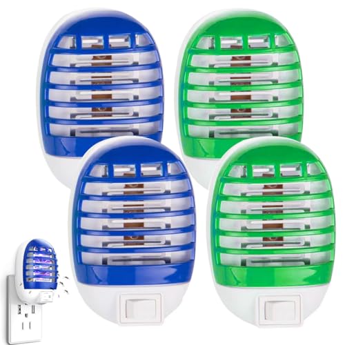 Tomedeks 4 Piezas lámpara antimosquitos, mosquitos electrico, aparato antimosquitos, enchufe de protección contra mosquitos con luz UV, para casa, dormitorio, habitación infantil