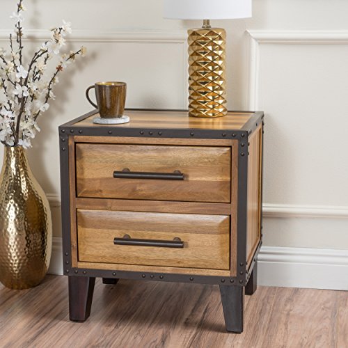 Christopher Knight Home Lina Acacia Wood Two Drawer Night Stand, Natural Stained #TOP1