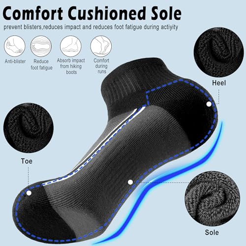 Image of Gonii Mens Athletic Ankle Socks 5-Pairs | Running,Hiking,Sports,Workout,Gym,Golf,Blister Defense,Cushioned,Arch Support,Compression,Comfortable,Quarter