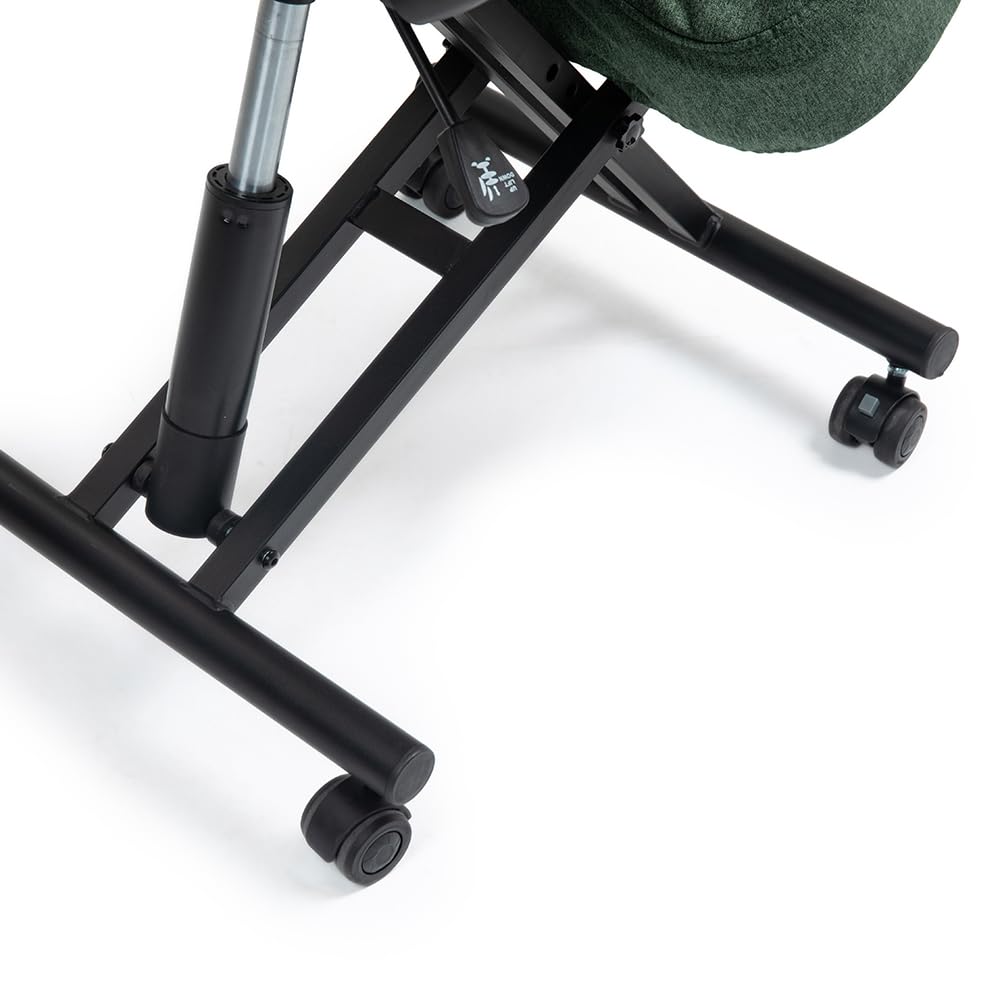 Suguri Silla ergonomica rodillas para oficina el hogar y la hecho de cuero ecológico. Kneeling chair para el dolor de espalda, active posture. Cubiertas intercambiables incluidas. Verde botella