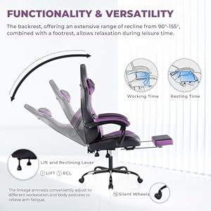 Gamingrecliningchairwithfootrestlinkagearmrestsbigandtallmodernstylecomputerchairswithmassagelumbarsupportleatherpurple Urban Country Home Decor Gaming reclining chair with footrestlinkage armrestsbig and tall modern style computer chairs with massage lumbar support leather purple urban country home decor