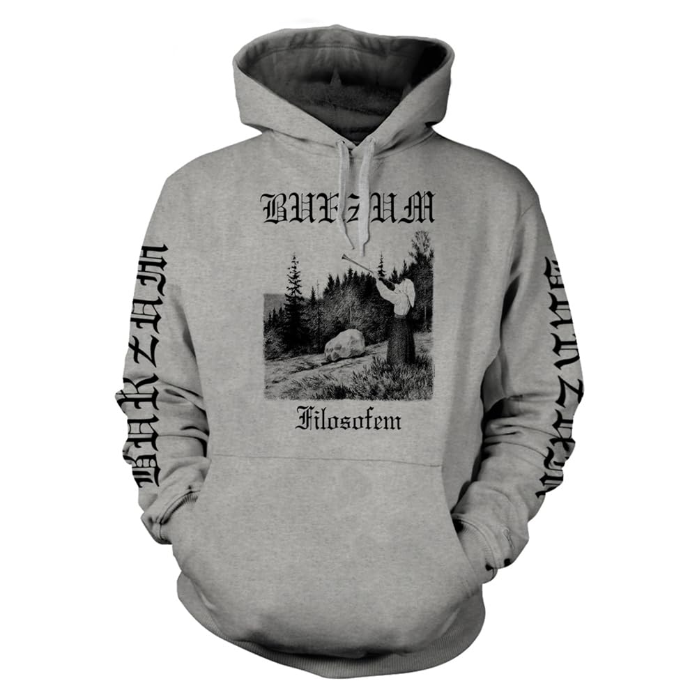 Burzum Men's Filosofem 3 2018 Hooded Sweatshirt Grey, Grey, Medium
