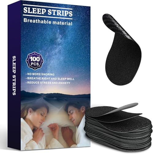 Mundpflaster Schlafen (100 Stück) Anti-Schnarch-Streifen Gegen Schnarchen Atemhilfe für Besseren Schlaf in Der Nacht Bequemes und Hypoallergenes Mundklebeband