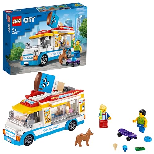 LEGO 60253 City Camión de los Helados de Juguete, Set de Construcción con 2 Mini Figuras y Perrito, Regalo Verano para Niños y Niñas de 5 Años o Más