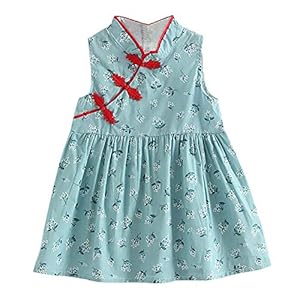 Gyratedream Baby Meisjes Kids Jurken Voor 1-6 Jaar, Meisjes Leuke Bloemenprint Jurk Chinese Stijl Vintage Cheongsam…
