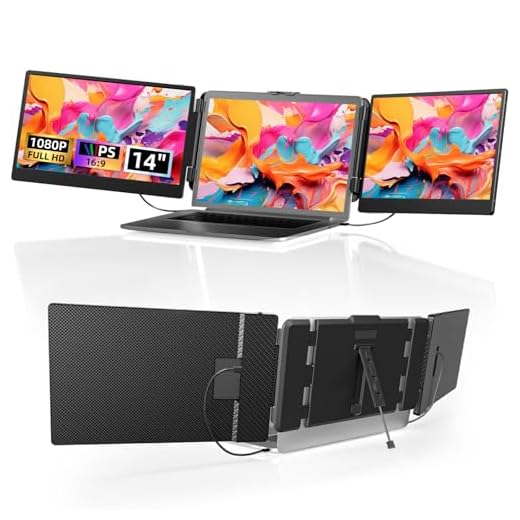 Newwin Laptop Screen Extender Monitor 14" FHD 1080P IPS Triple Screen Laptop Monitor Extender Multi Screen Extra Screen Display for 13.3"-17" Laptops Compatible with Wins Mac Chrome Travel Work