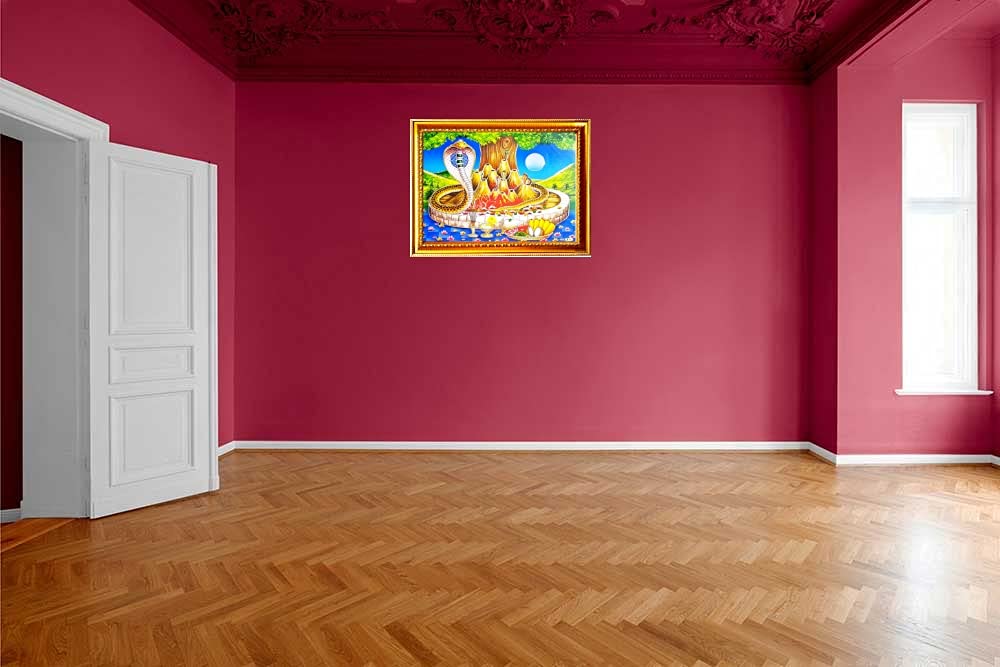 Suninow naag devta Religious Framed Painting for Wall and Pooja/Hindu Bhagwan Devi Devta Photo Frame/God Poster for Puja (29 X 23 CM) (naag devta) 1