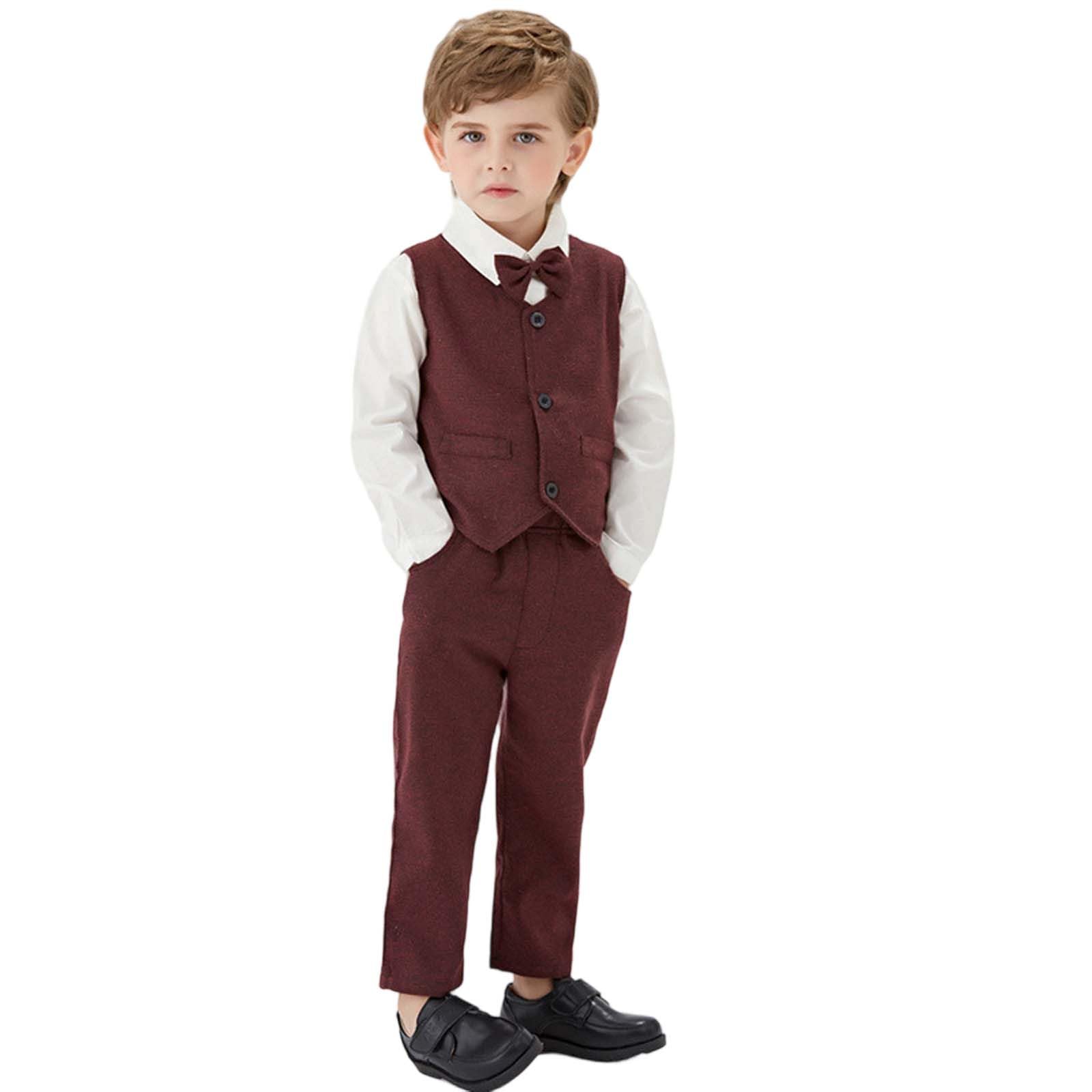 Generico Completo Formale per Bambini, Elegante Gilet, Papillon, Camicia a Maniche Lunghe e Pantaloni, per Feste e Matrimoni