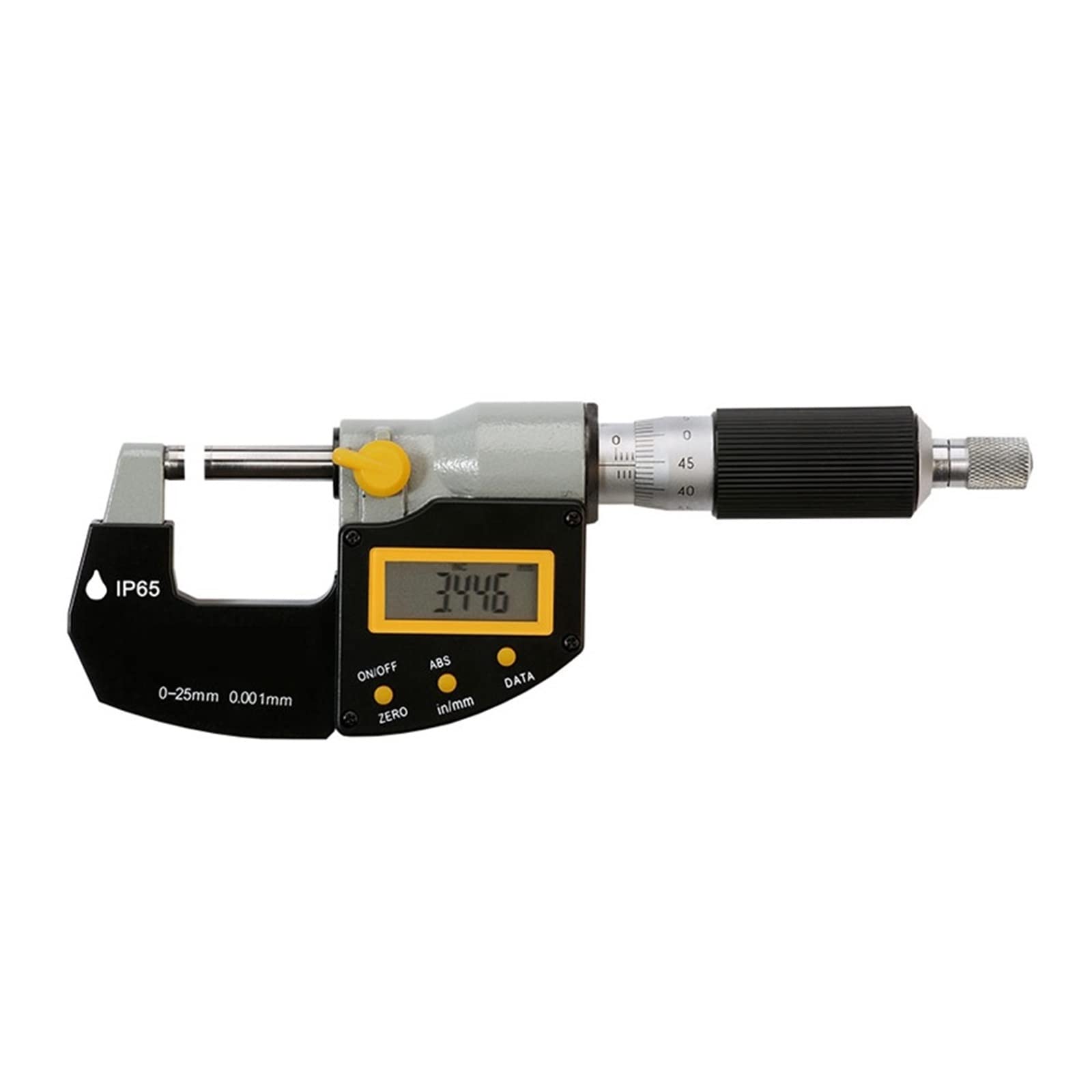 Micrómetro, IP65 Rango de medición micrómetros externos digitales 0-25 mm/0-1 pulgadas Resolución 0.001 mm/.00005 105-01-4(105 series,25-50mm)