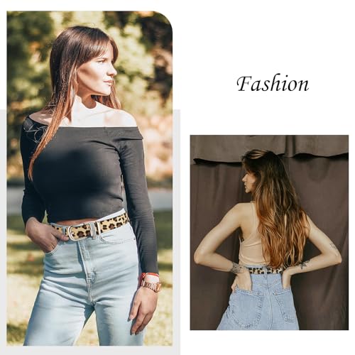 LJCZKA Ladies PU Leather Belt Fashion Casual Skinny Waist Adjustable Belt with Silver Buckles for Jeans Dress4