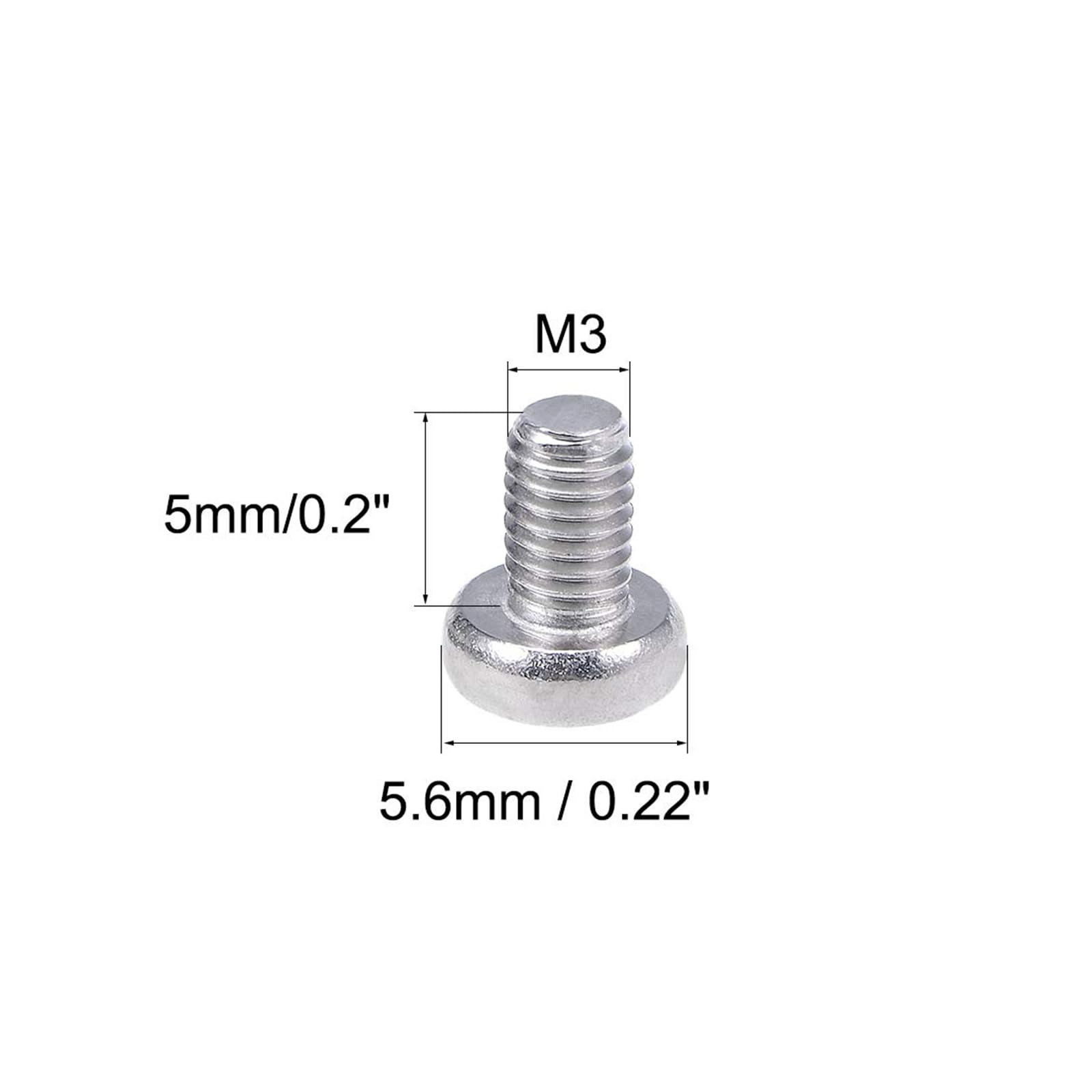 MACHSWON M3x5mm Machine Screws Pan Phillips Cross Head Screw 304 Stainless Steel Round Head Cross Screw Fasteners Bolts 100Pcs - Image 3
