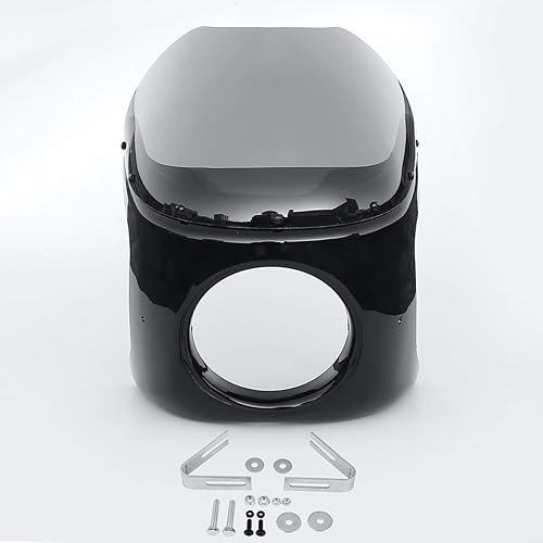 Miniatura 3 de Carenaje de faro delantero redondo universal de 17.8 cm con kit de parabrisas ahumado para motocicleta Harley BMW Suzuki Yamaha