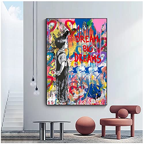 Gran tamaño Banksy Graffiti Art Canvas Painting Modern Street Art Posters e impresiones Imágenes abstractas de arte de pared Cover