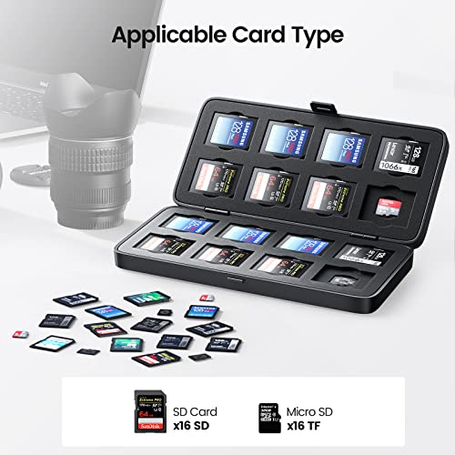 ORICO SD Card Holder, Water-Resistant SD Card Storage, Professional Anti-Shock Memory Card Carrying Case for 16 Micro SD SDXC SDHC + 16 SD SDXC... - Image 4