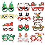 Semato 12 Pcs Funny Christmas Glasses Christmas Decorations Accessories Holiday Party Glasses Gifts for Photo Props Favors