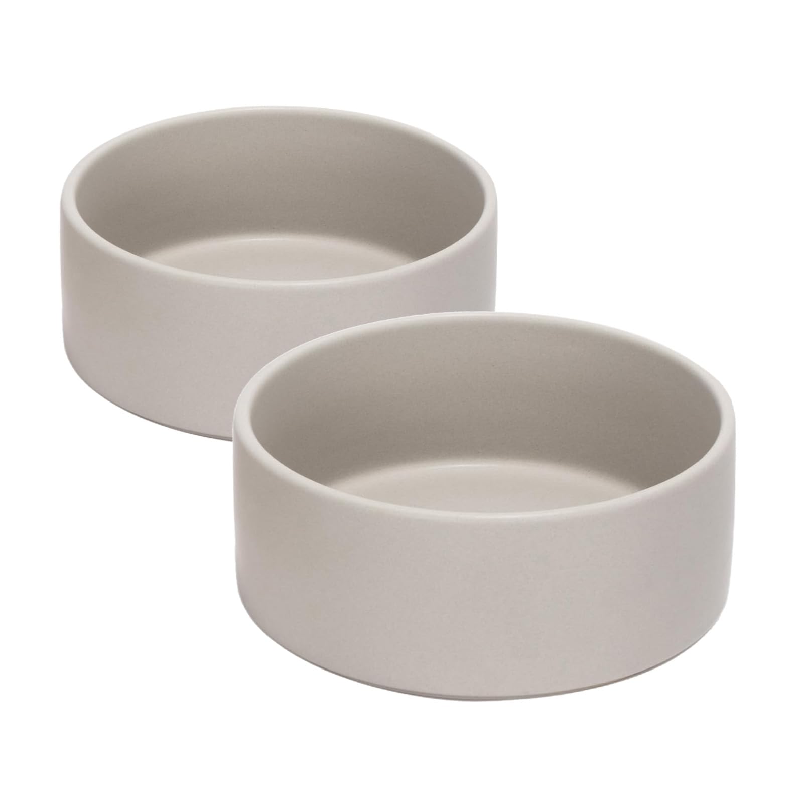 SPUNKYJUNKY 42OZ Ceramic Dog and Cat Bowl, Modern Cute Weighted Food Water Bowl for Replacement Grey (2 Pack)