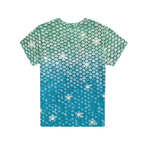 JooMeryer Girls 3D Print Mermaid Tail Fish Scales Print T-Shirts Short Sleeve Summer Casual Tee4