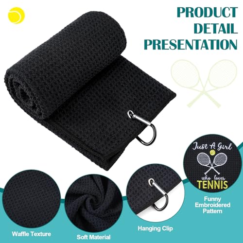 image for VitalCozy 4 Pieces Tennis Towel Funny Embroidered Tennis Towel with 4 