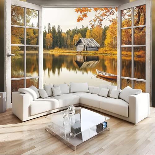 Papier peint panoramique automne 300x210 cm pour salon et fond TV cocooning