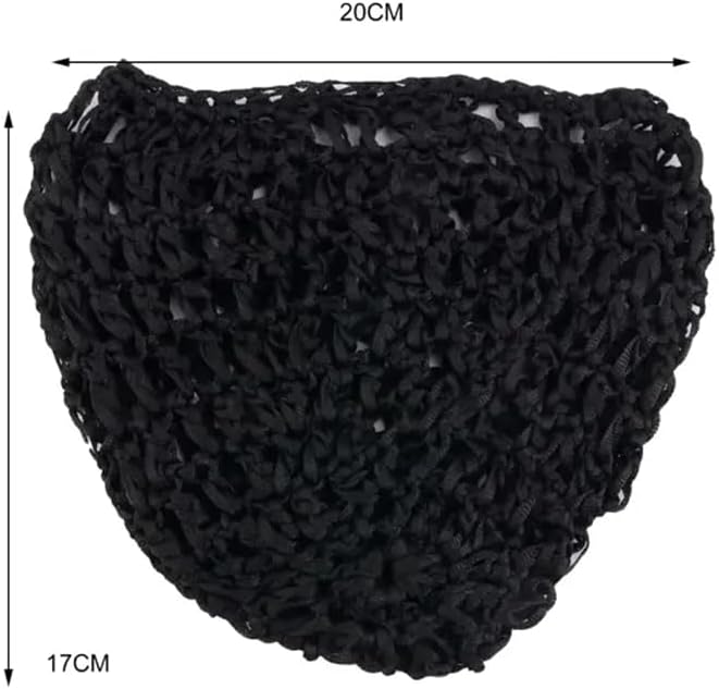 Hair Net Mesh Crochet Knit Snood Hat Thick Short Women Hairnet Wrap Doobie Dominican Snoods Cover Ornament for Sleeping (Black).