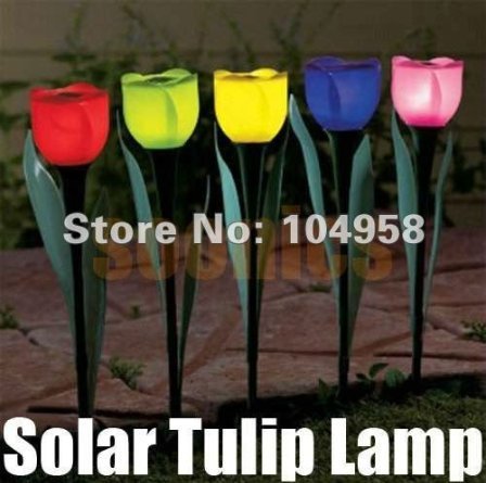 Worldoor® Newly-Designed 4Pcs Outdoor Yard Garden Path Way Solar Power Led Tulip Landscape Flower Lamp Lights Romantic Decoration #TOP28