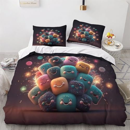Housse de couette microfibre parure de lit 3D infroissable King