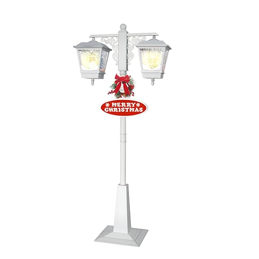 AIZYR Christmas Floor Light LED Lamp Post with Santa Claus Snowfall Function, Christmas Decoration Street Light for Home Office Outdoor Garden